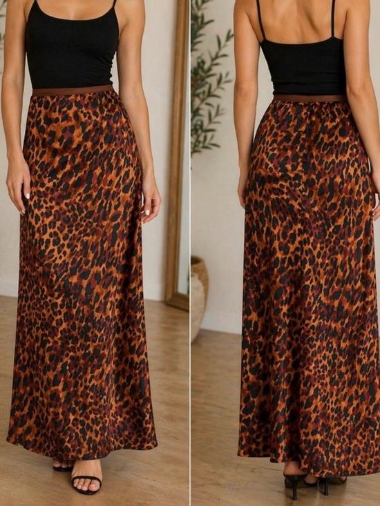 a new day Dresses & Skirts - Leopard-Print Maxi Slip Skirt